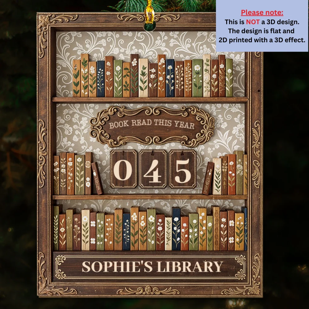 Books Make Moments Magical - Personalized Custom 3D Effect Wood Ornament - Image 6
