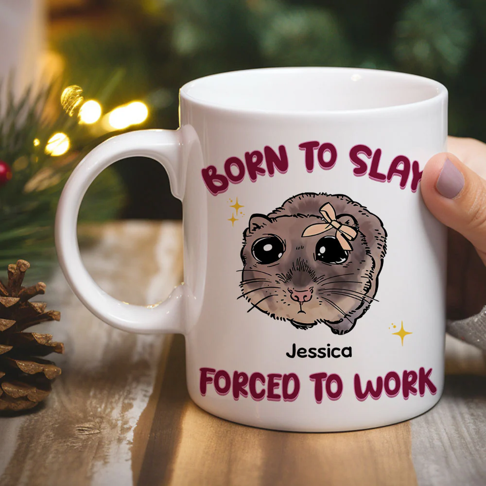 Born To Slay Force To Work - Personalized Custom Coffee Mug - Image 5