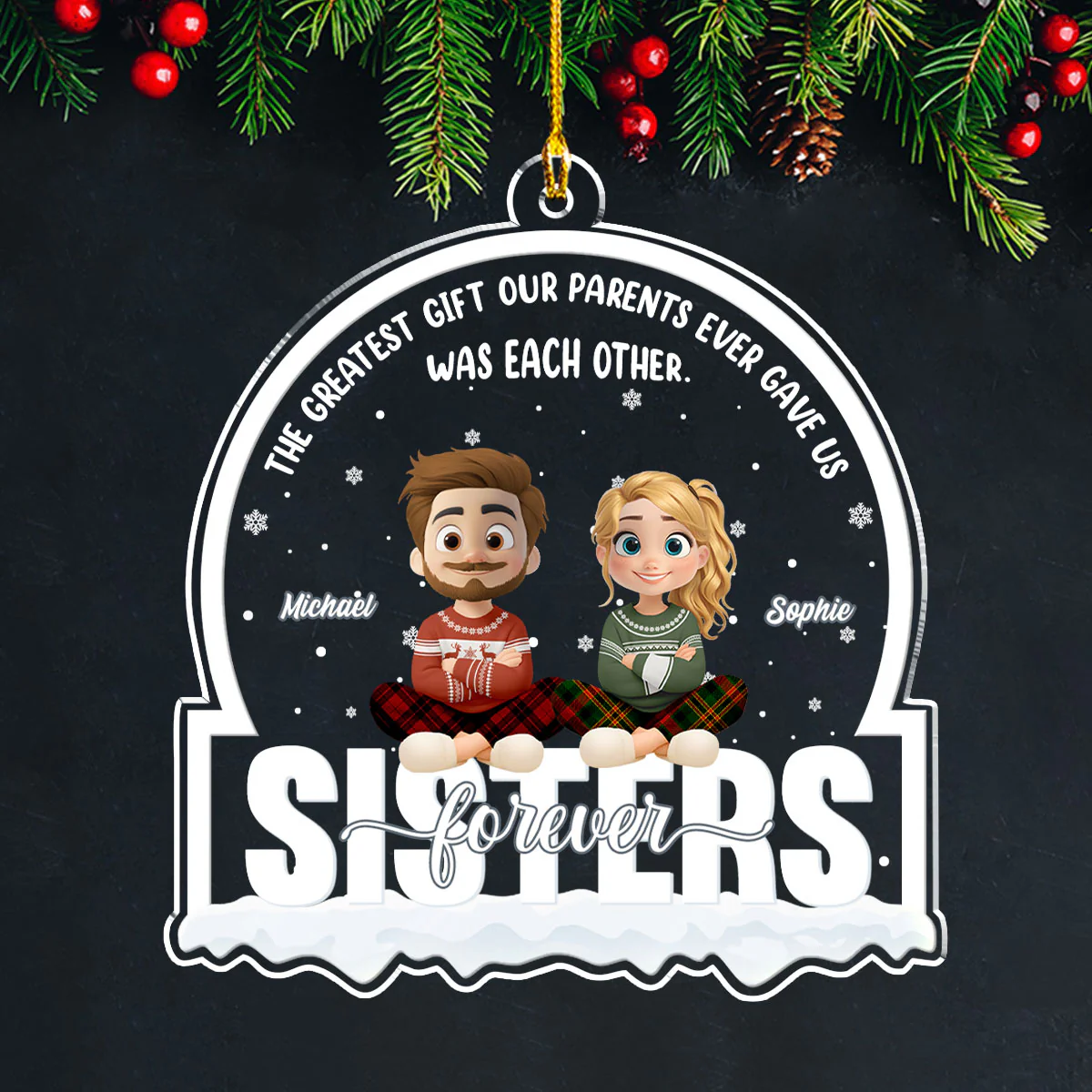 Born Together Blessed Forever - Personalized Custom Acrylic Ornament - Image 3