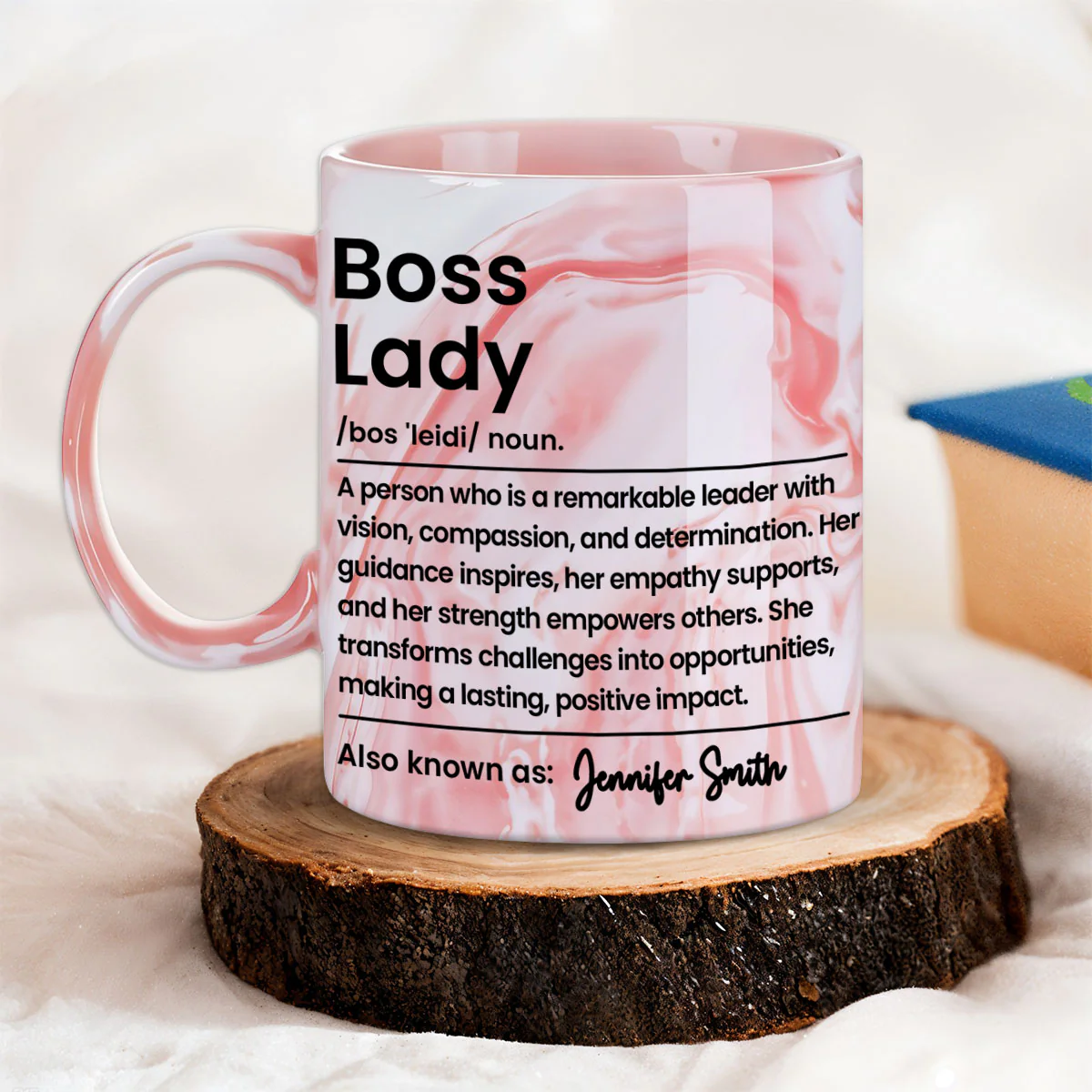 Boss Lady - Personalized Custom Pink Marble Mug - Image 3