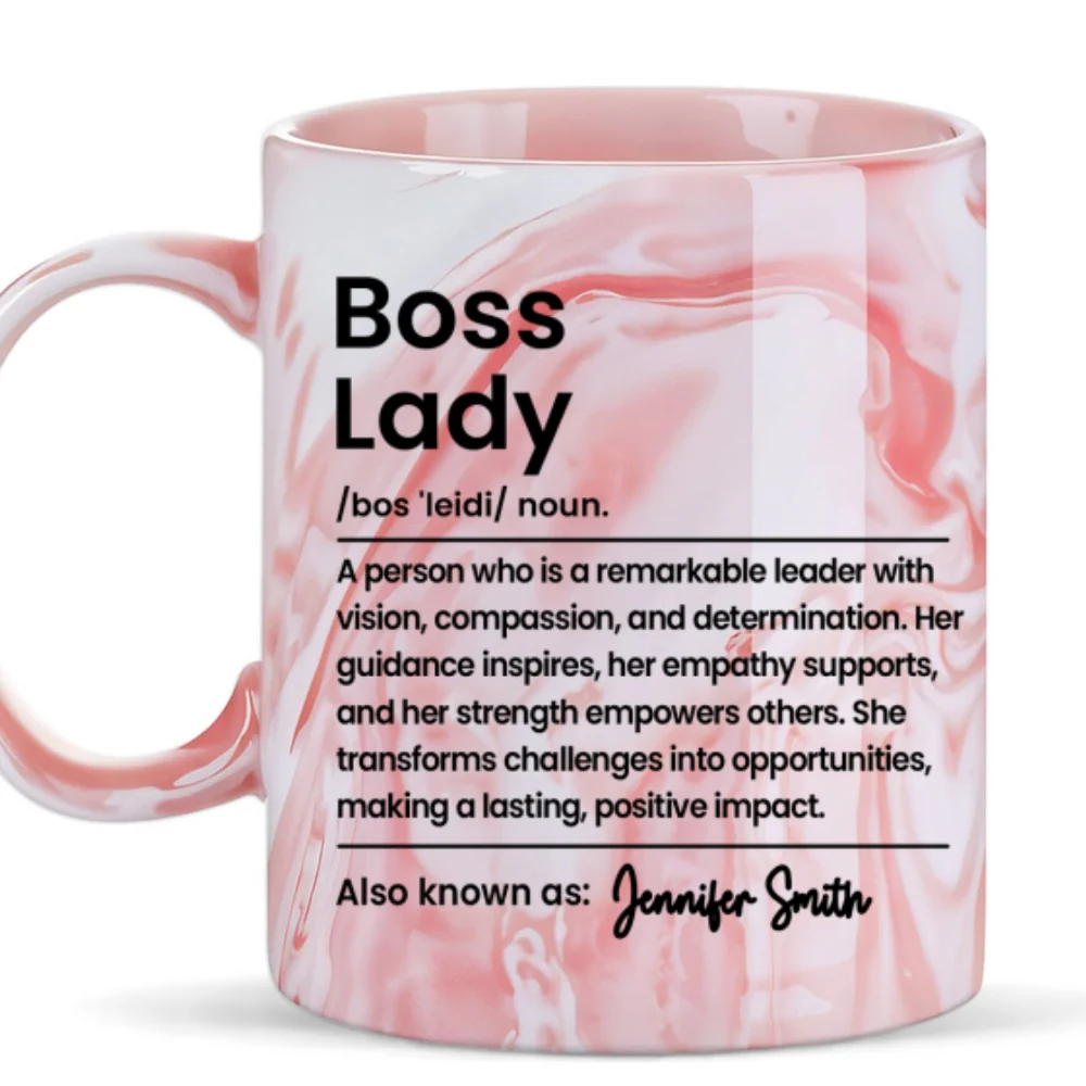 Boss Lady - Personalized Custom Pink Marble Mug - Image 6