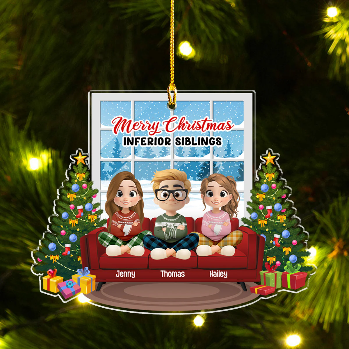 Bow To Your Superior Sibling - Personalized Custom Acrylic Ornament - Image 4