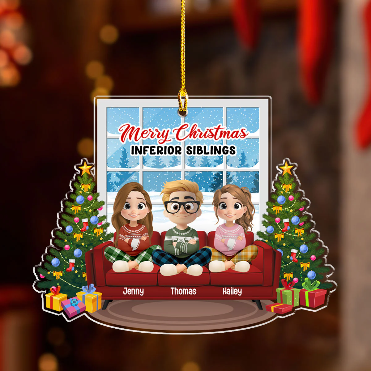 Bow To Your Superior Sibling - Personalized Custom Acrylic Ornament - Image 5