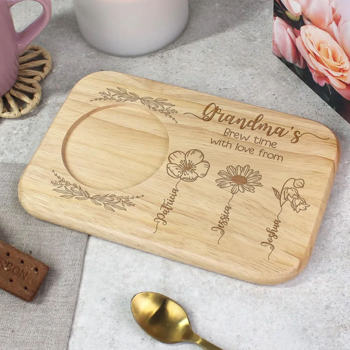 Brew Time With Love - Personalized Custom Wooden Treat Board - Image 4