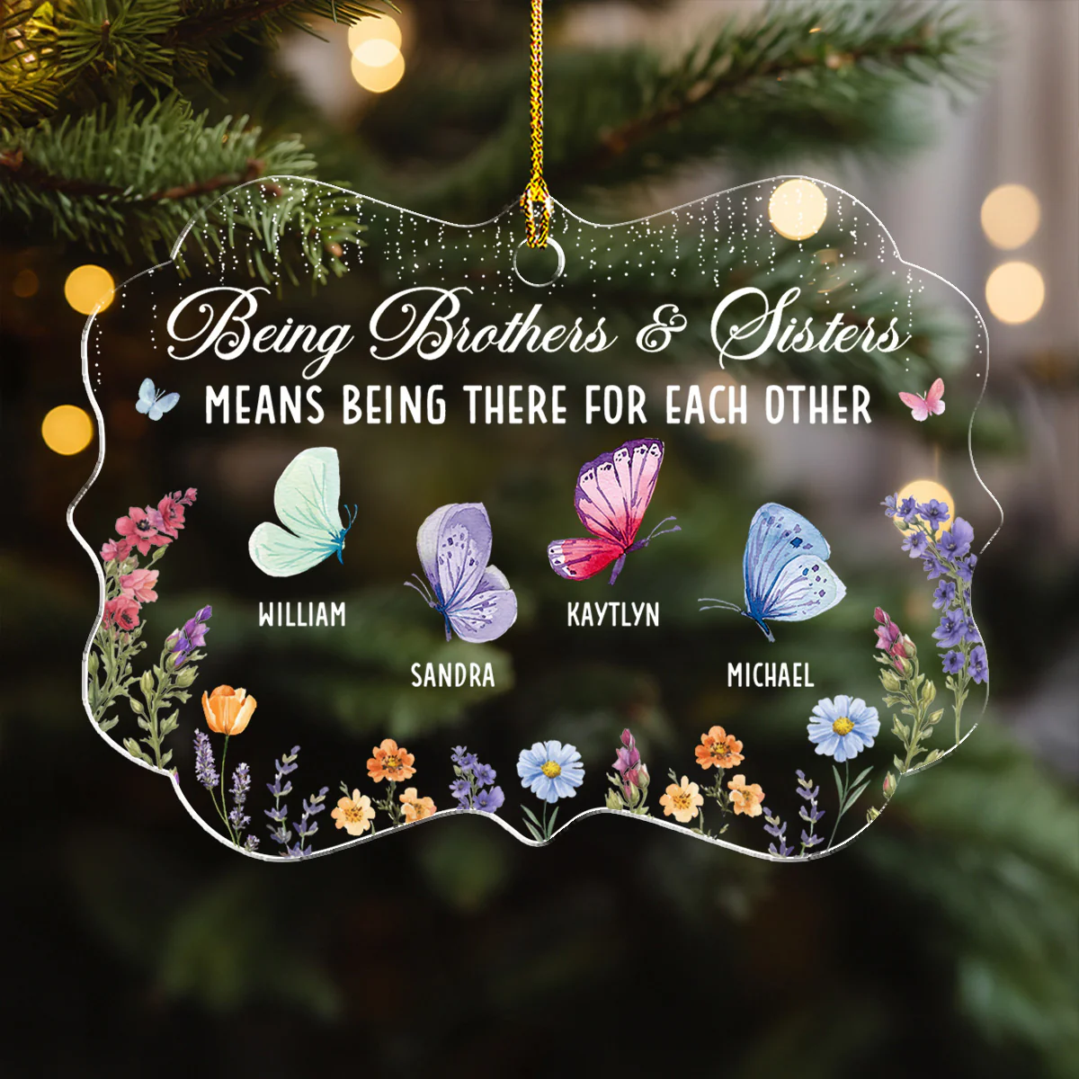 Brother And Sister Being There For Each Other - Personalized Custom Acrylic Ornament