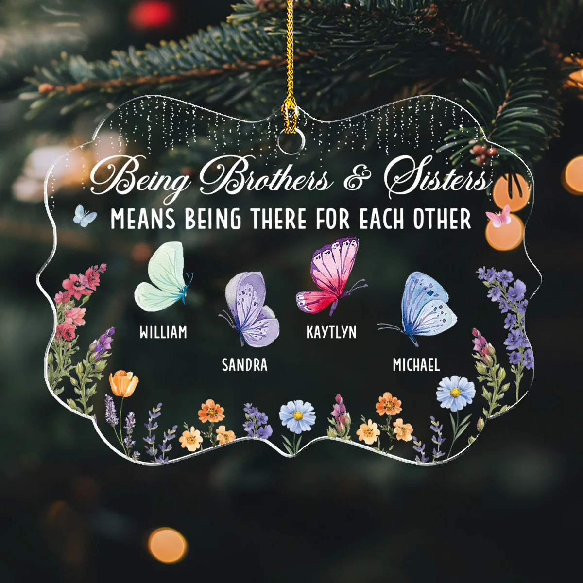 Brother And Sister Being There For Each Other - Personalized Custom Acrylic Ornament - Image 3