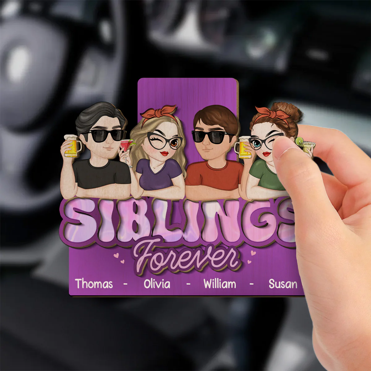 Brother And Sister Forever - Personalized Custom Car Visor Clip - Image 2