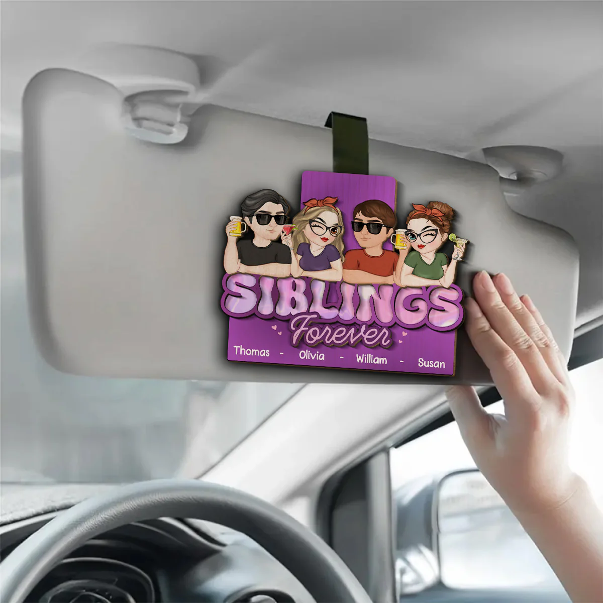Brother And Sister Forever - Personalized Custom Car Visor Clip - Image 3