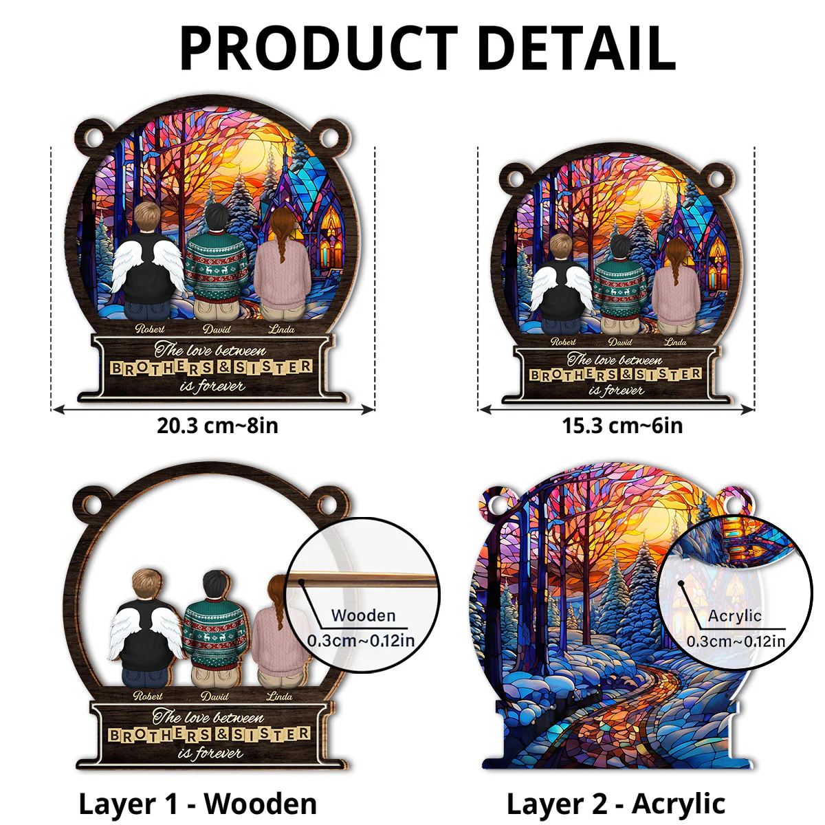 Brother And Sister Forever - Personalized Custom Suncatcher - Image 4