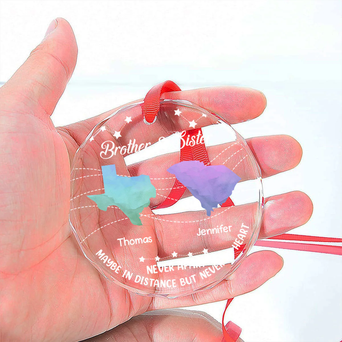 Brother And Sisters Never Apart - Personalized Custom Glass Ornament - Image 4