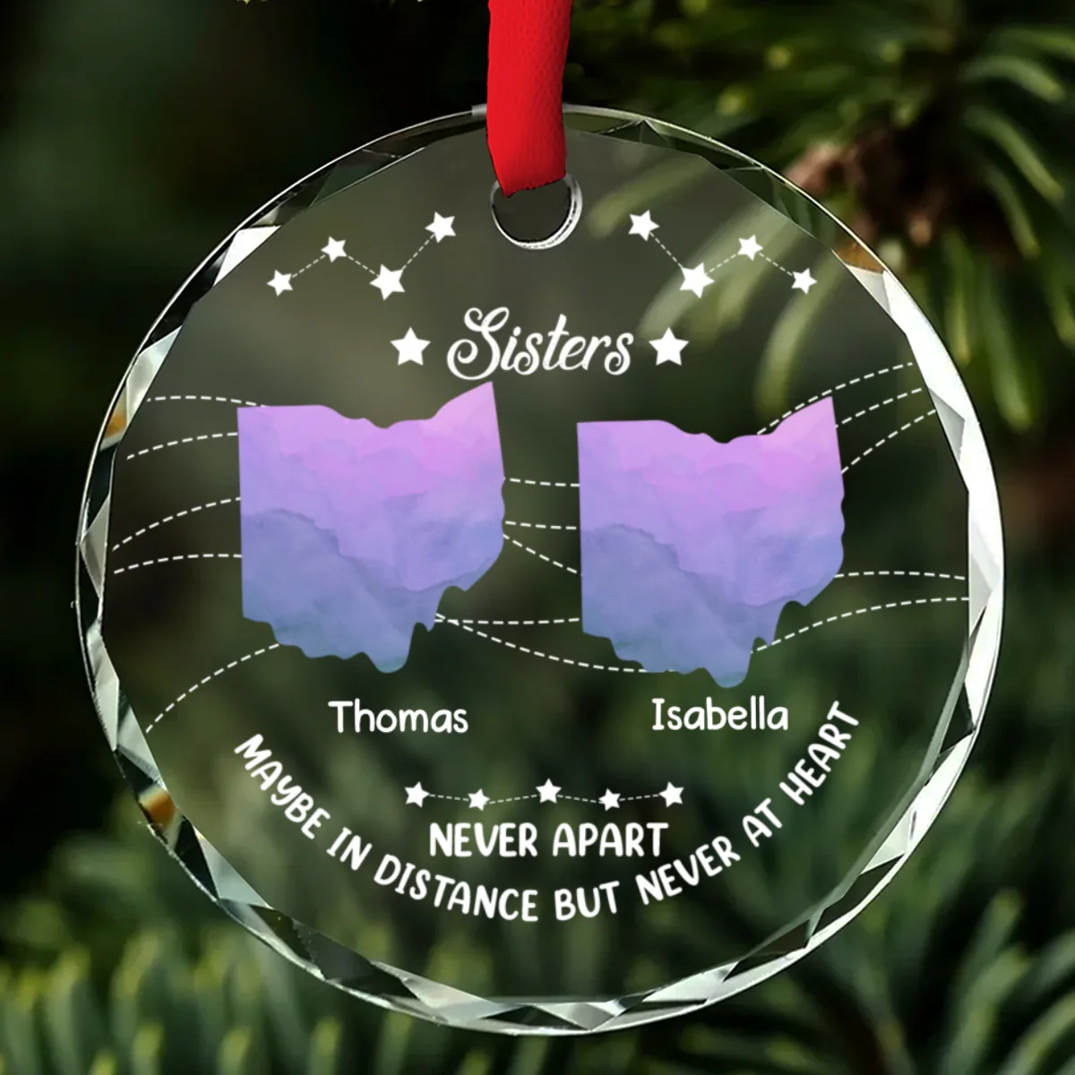 Brother And Sisters Never Apart - Personalized Custom Glass Ornament - Image 5