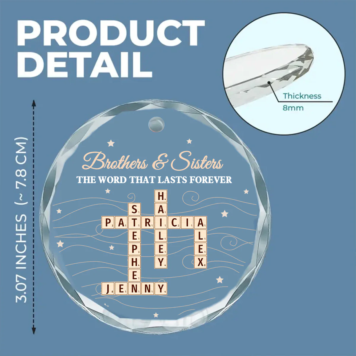 Brother And Sisters Word By Word - Personalized Custom Glass Ornament - Image 6