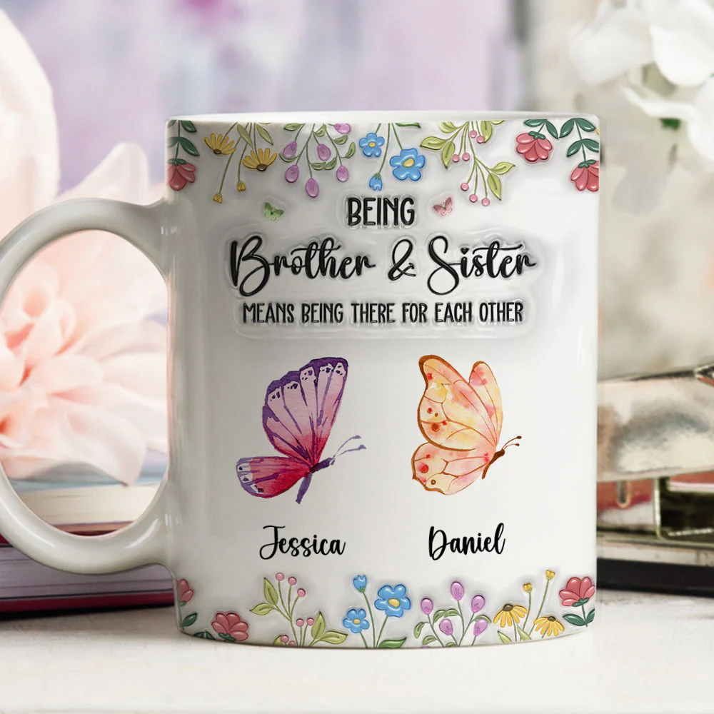 Brother & Sister Always Being There For Each Other - Personalized Custom 3D Inflated Effect Coffee Mug - Image 4