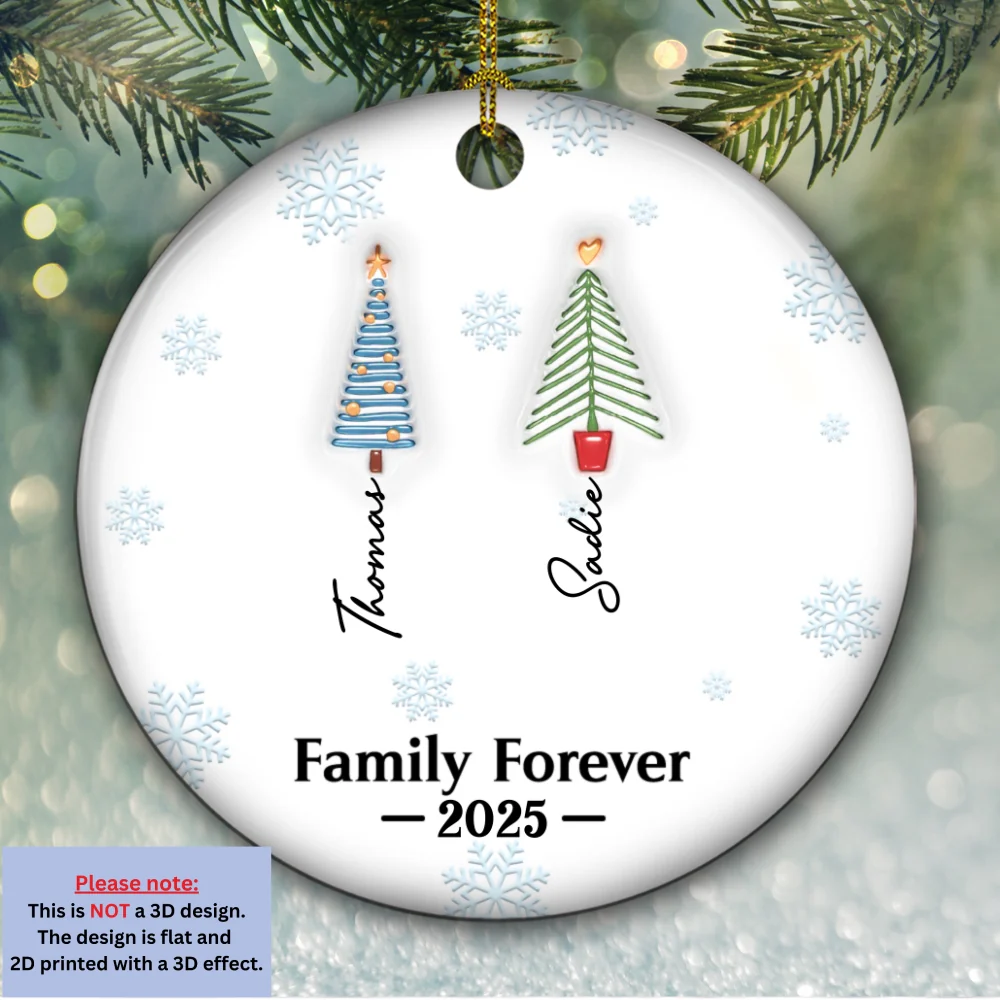 Brothers And Sister Forever Tree Names - Personalized Custom 3D Inflated Effect Ceramic Ornament - Image 6