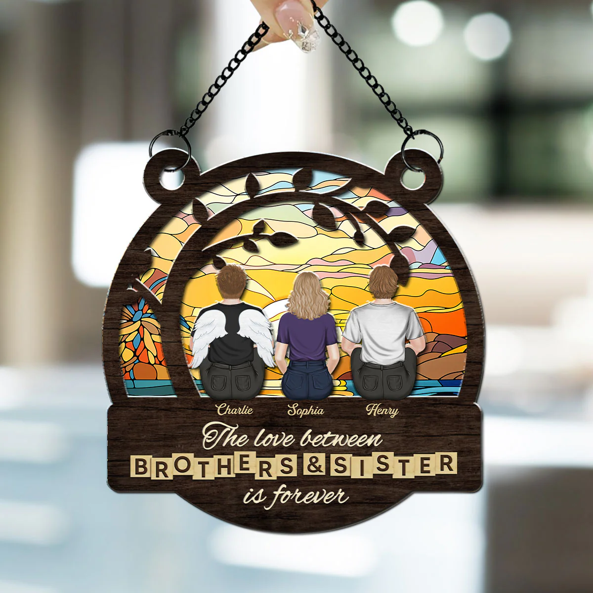 Brothers And Sisters Forever - Personalized Custom Suncatcher - Image 2