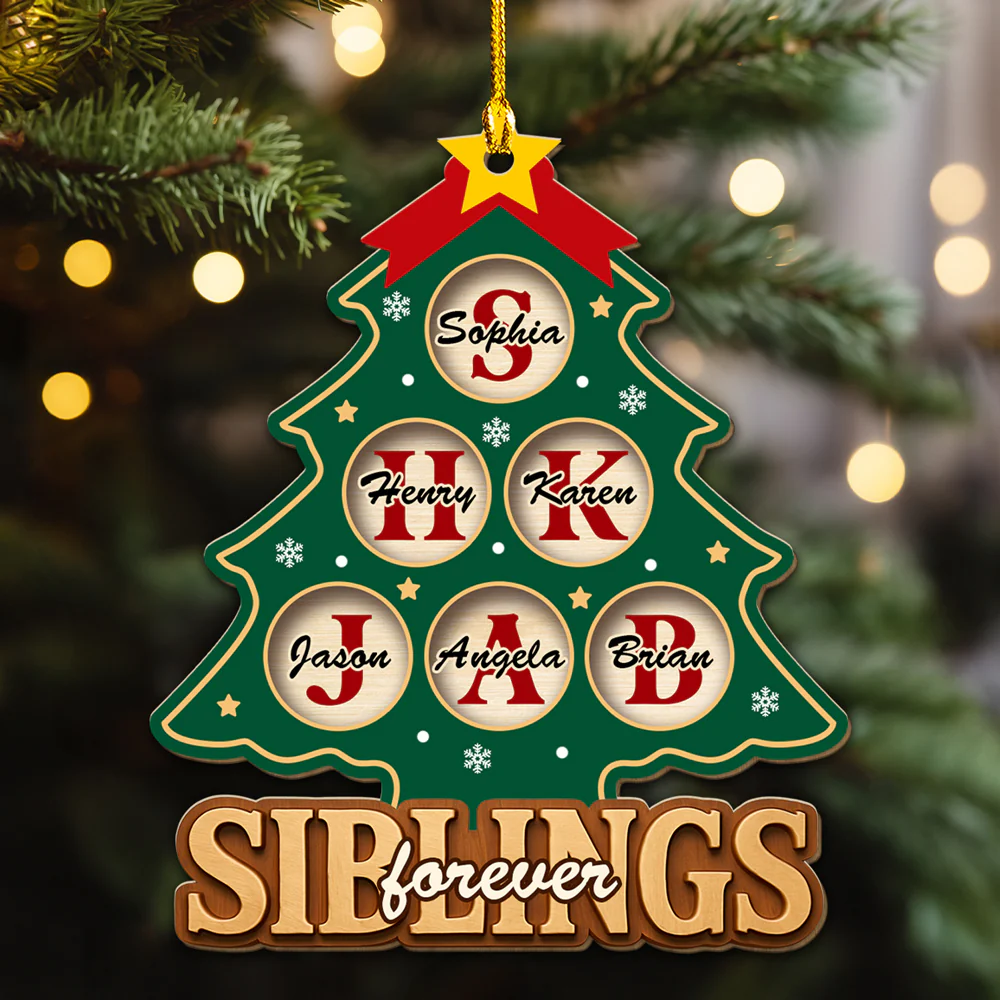 Brothers And Sisters Forever - Personalized Custom Wood Ornament - Image 2