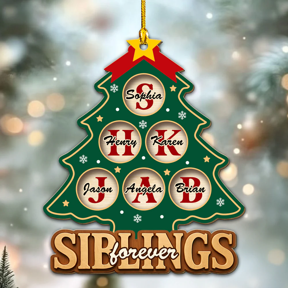 Brothers And Sisters Forever - Personalized Custom Wood Ornament - Image 4