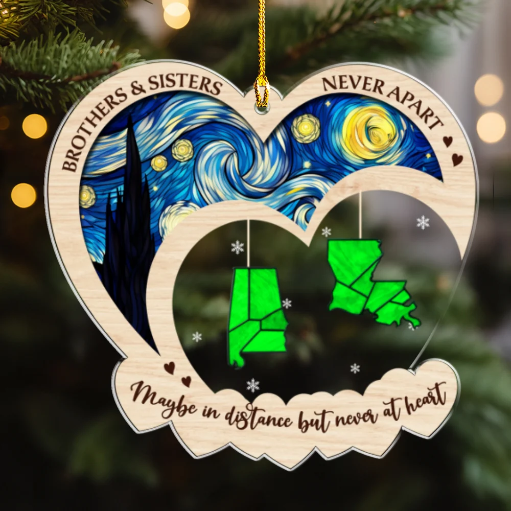 Brothers And Sisters Have Love At Heart - Personalized Custom Acrylic Ornament - Image 6