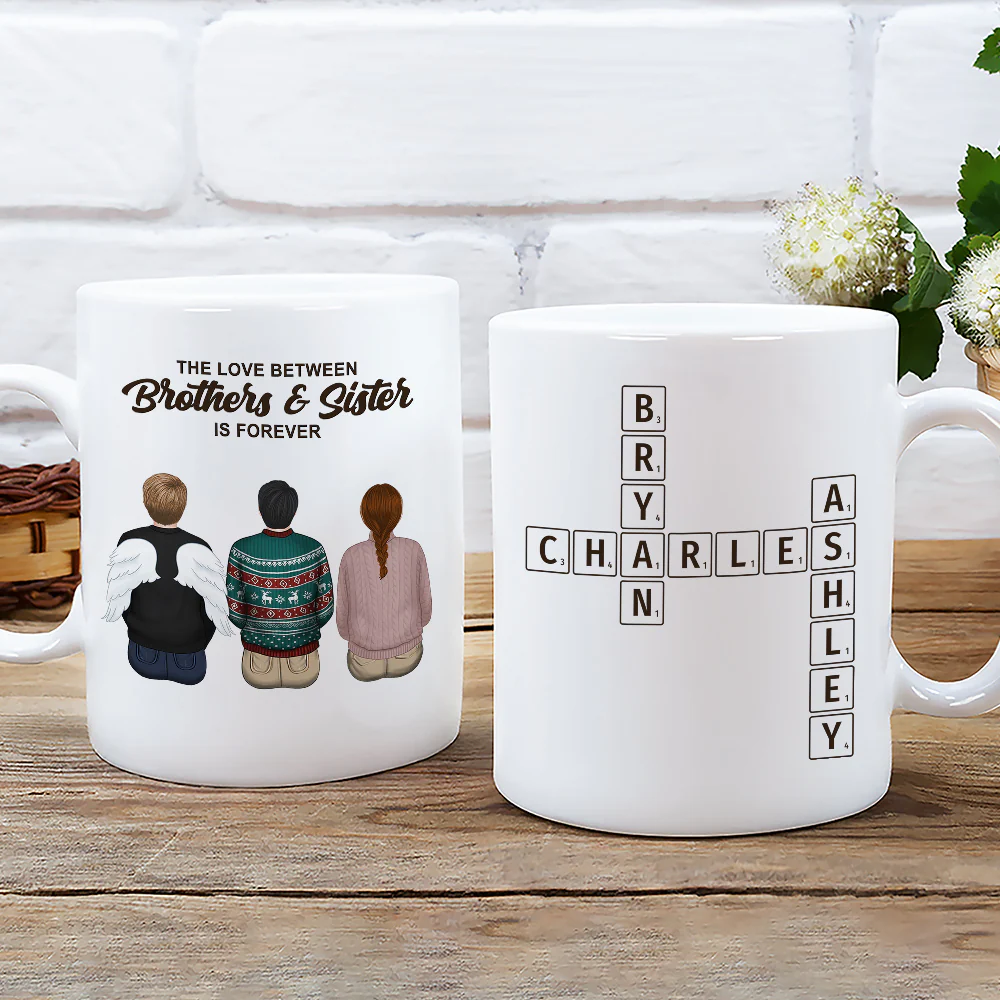 Brothers And Sisters Link Forever Crossword - Personalized Custom Coffee Mug - Image 3