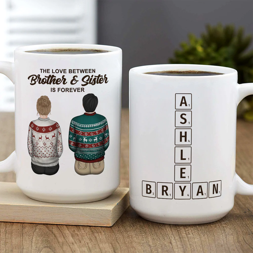 Brothers And Sisters Link Forever Crossword - Personalized Custom Coffee Mug - Image 5