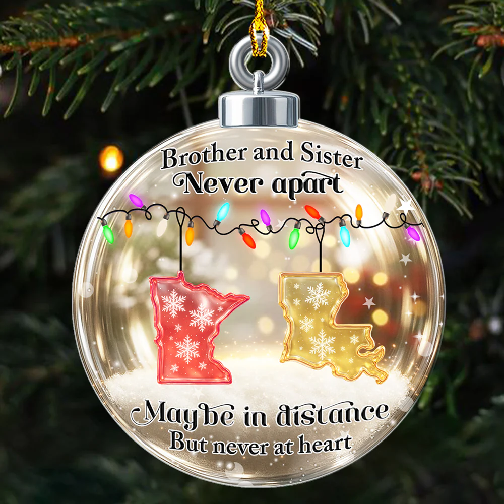 Brothers And Sisters Never Apart - Personalized Custom Acrylic Ornament - Image 2