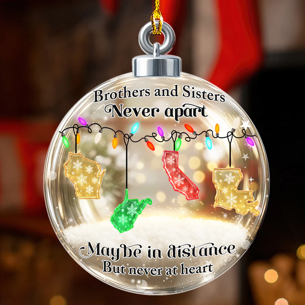 Brothers And Sisters Never Apart - Personalized Custom Acrylic Ornament - Image 3