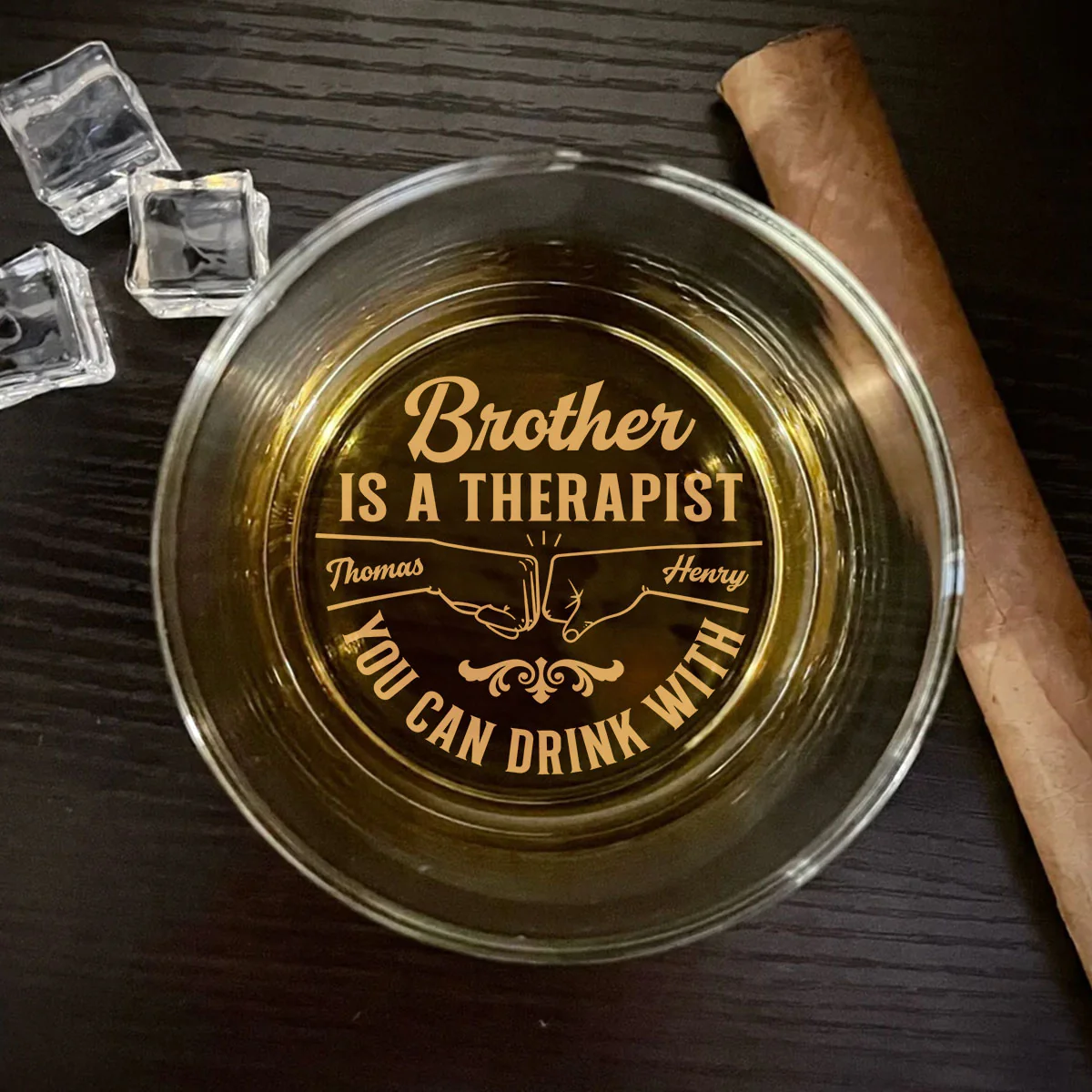 Brothers Make The Best Therapists - Personalized Custom Engraved Whiskey Glass - Image 4