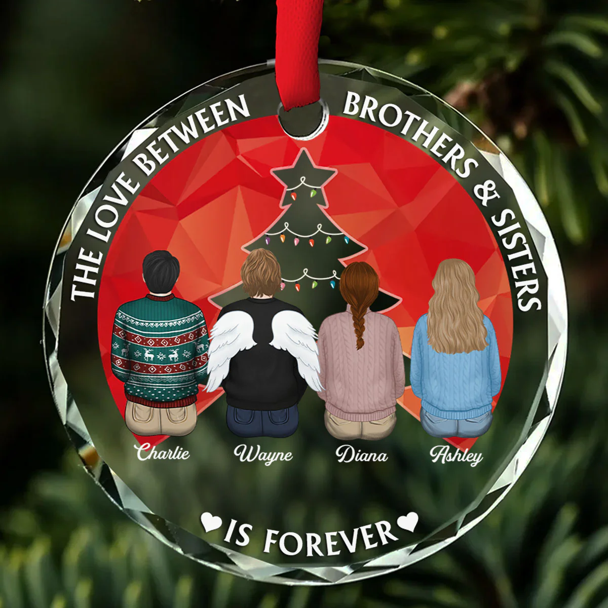 Brothers & Sisters Forever - Personalized Custom Glass Ornament