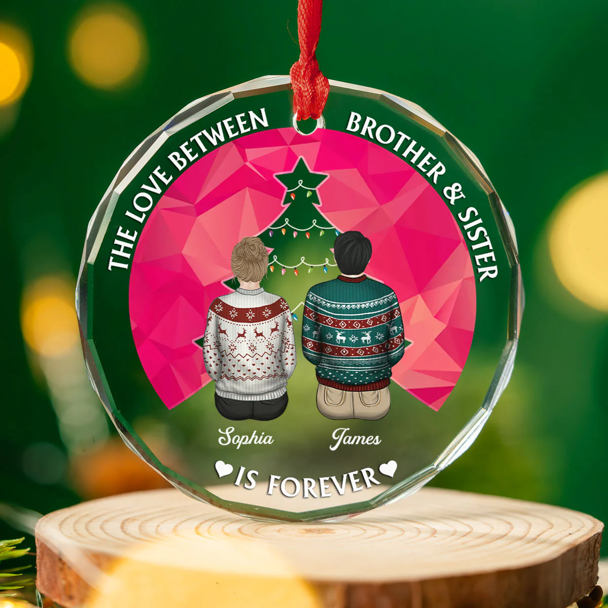 Brothers & Sisters Forever - Personalized Custom Glass Ornament - Image 2