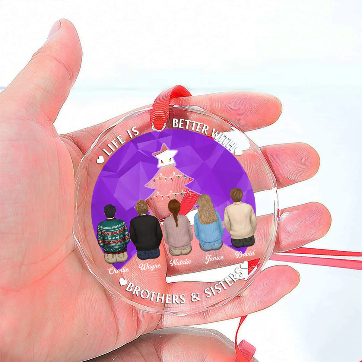 Brothers & Sisters Forever - Personalized Custom Glass Ornament - Image 4