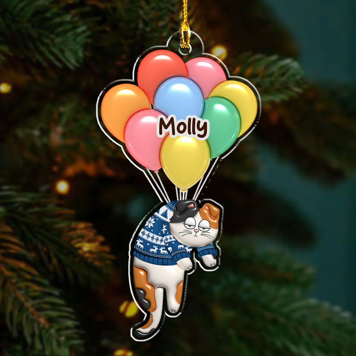 Bubble Hanging Cat - Personalized Custom 3D Inflated Effect Acrylic Ornament - Image 2