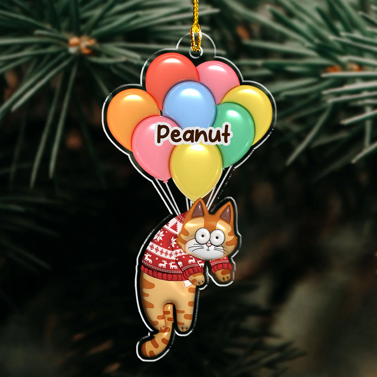 Bubble Hanging Cat - Personalized Custom 3D Inflated Effect Acrylic Ornament - Image 3