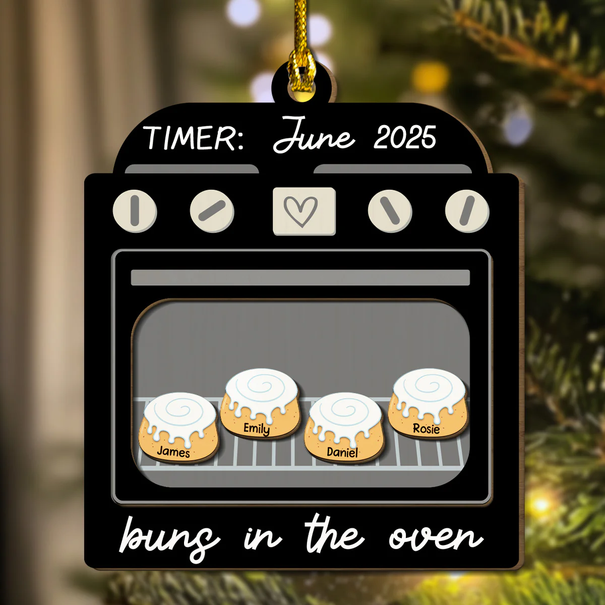 Bun In The Oven - Personalized Custom Freeshape 2-Layered Wood Ornament - Image 4