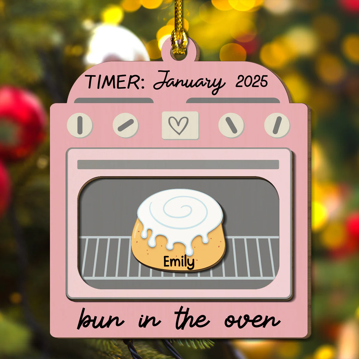 Bun In The Oven - Personalized Custom Freeshape 2-Layered Wood Ornament - Image 5