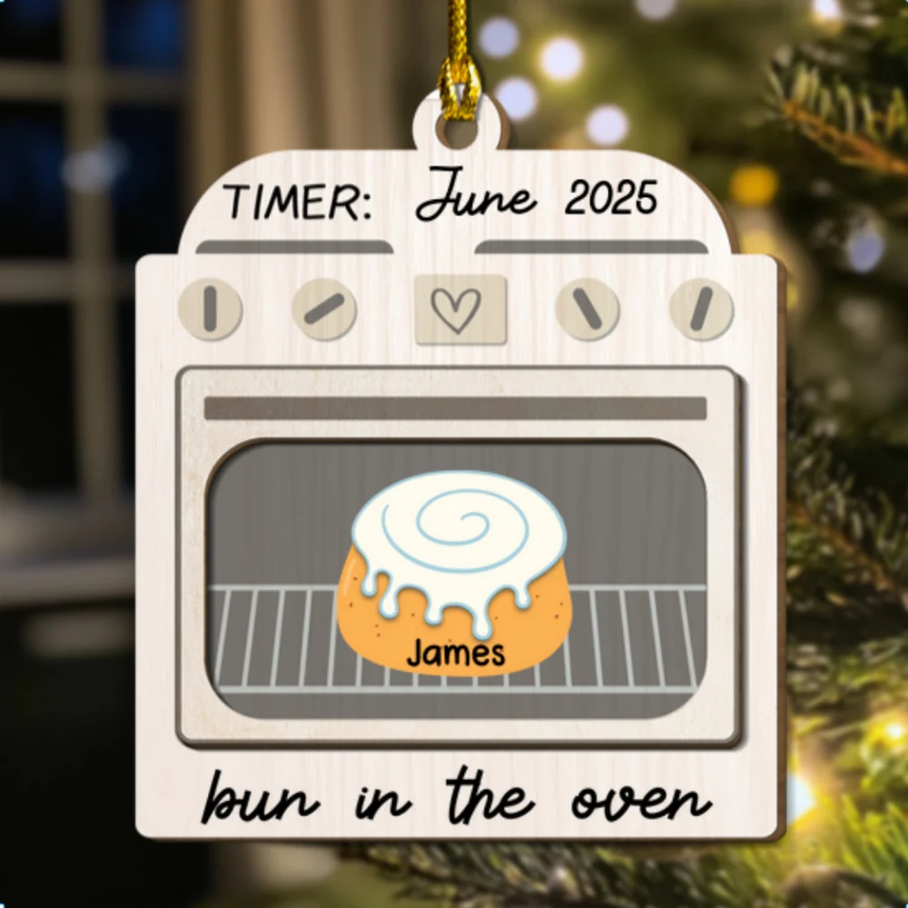 Bun In The Oven - Personalized Custom Freeshape 2-Layered Wood Ornament - Image 7