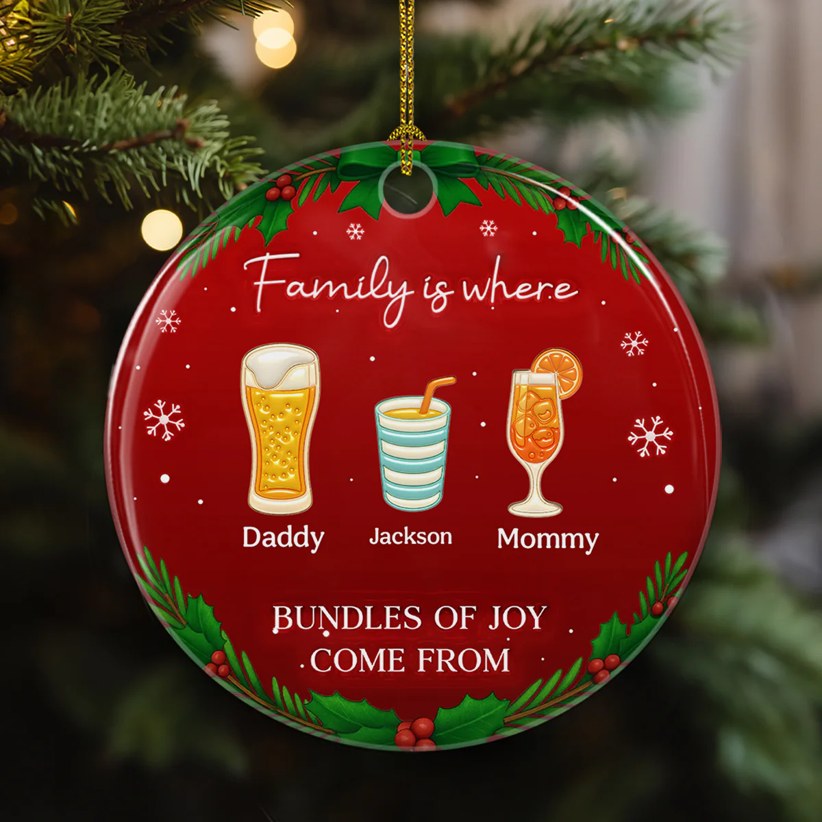 Bundles Of Joy - Personalized Custom 3D Inflated Effect Ceramic Ornament - Image 3