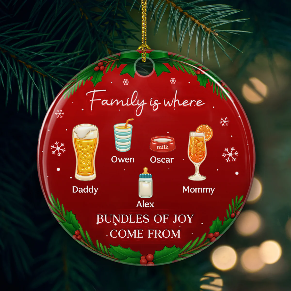 Bundles Of Joy - Personalized Custom 3D Inflated Effect Ceramic Ornament - Image 4