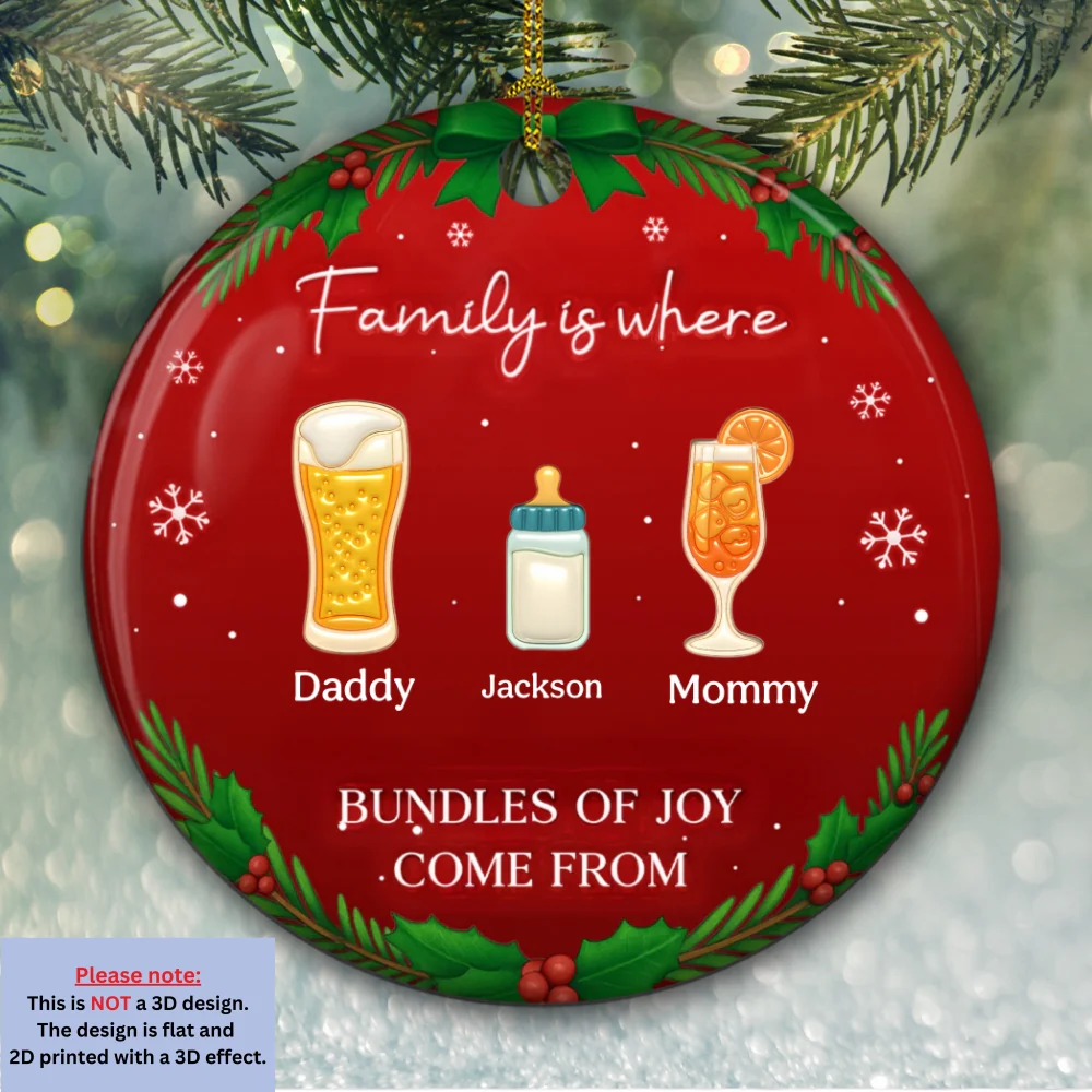 Bundles Of Joy - Personalized Custom 3D Inflated Effect Ceramic Ornament - Image 6