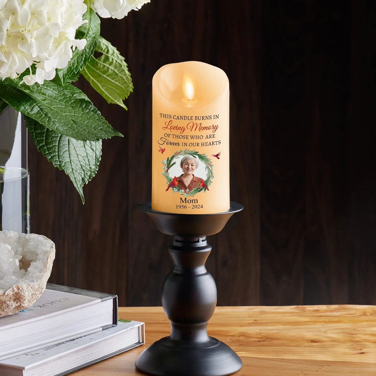 Burns In Loving Memory - Personalized Custom LED Candle - Image 2