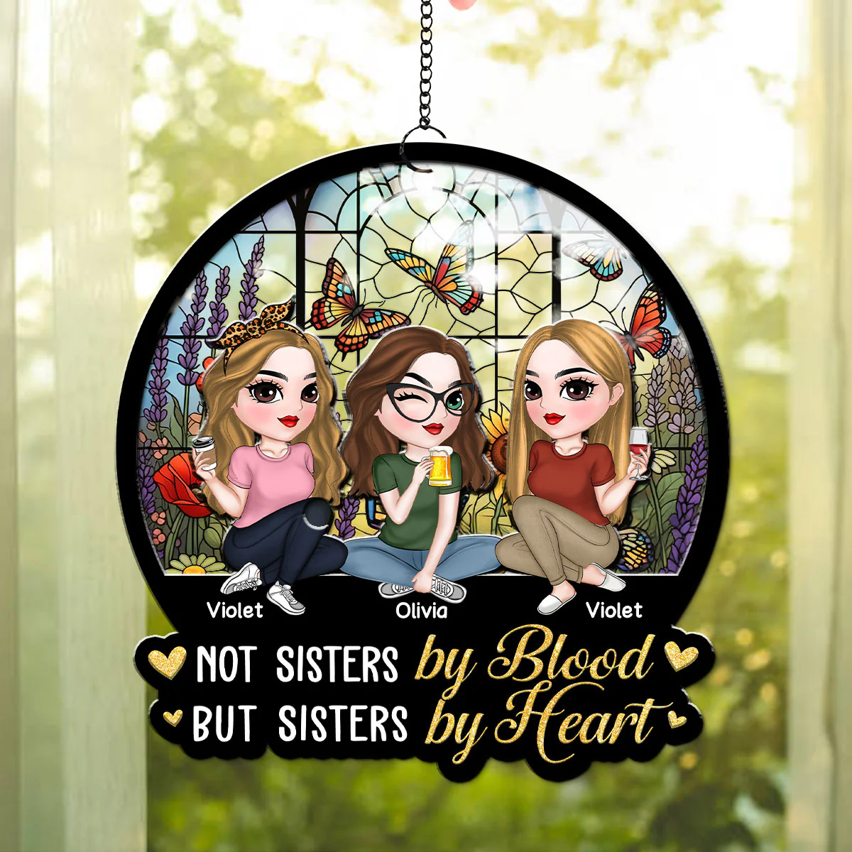 But Sister By Heart - Personalized Custom Suncatcher - Image 3