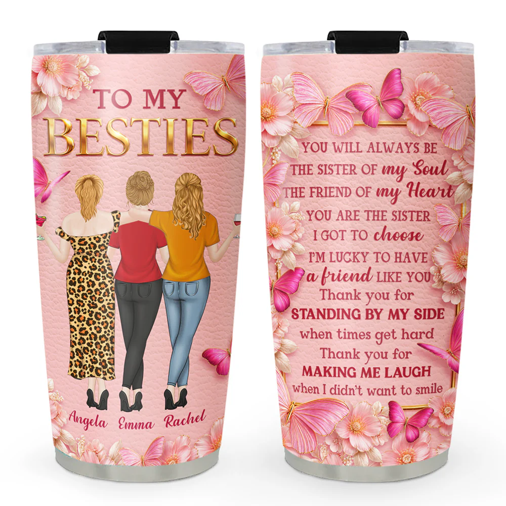 Butterfly Bestie Love - Personalized Custom 3D Effect Tumbler