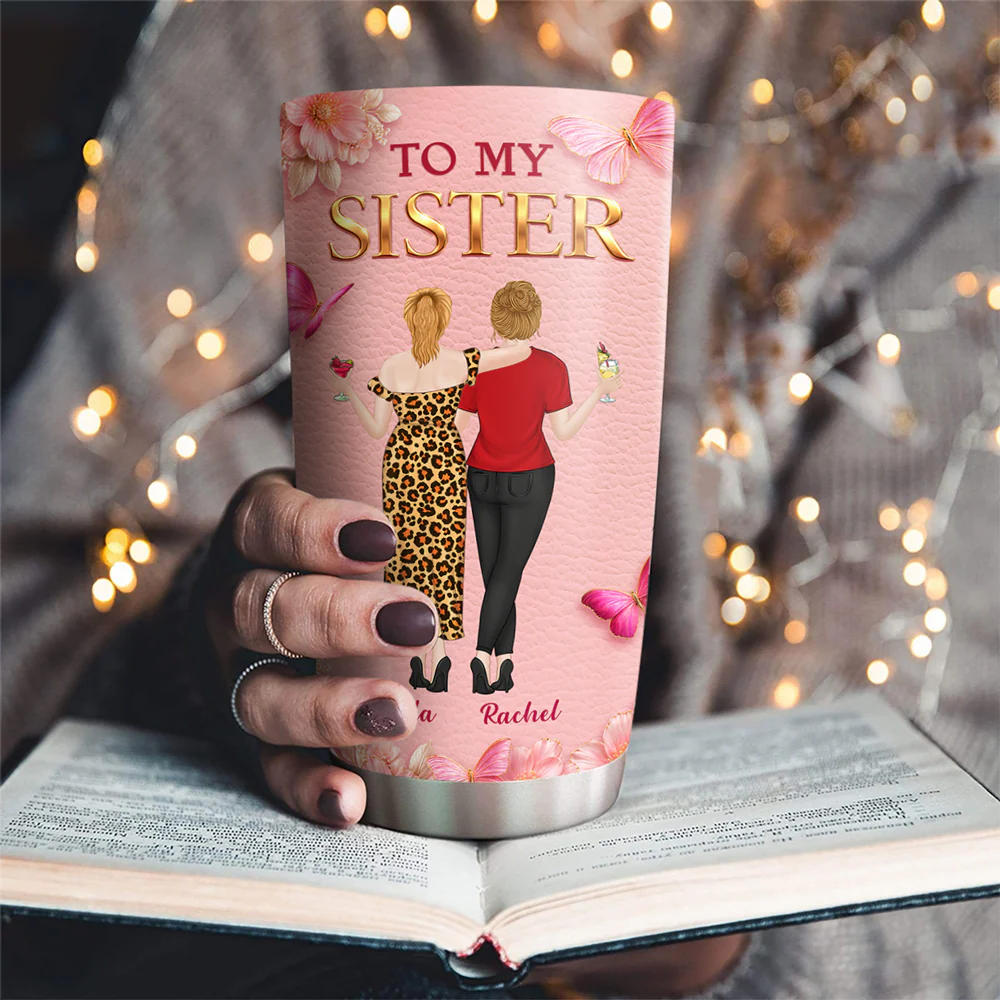 Butterfly Bestie Love - Personalized Custom 3D Effect Tumbler - Image 2