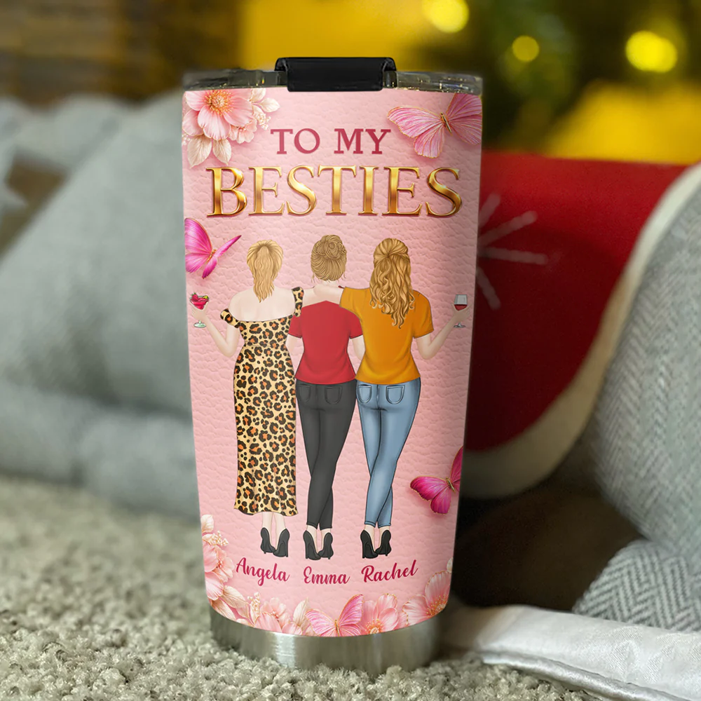 Butterfly Bestie Love - Personalized Custom 3D Effect Tumbler - Image 3