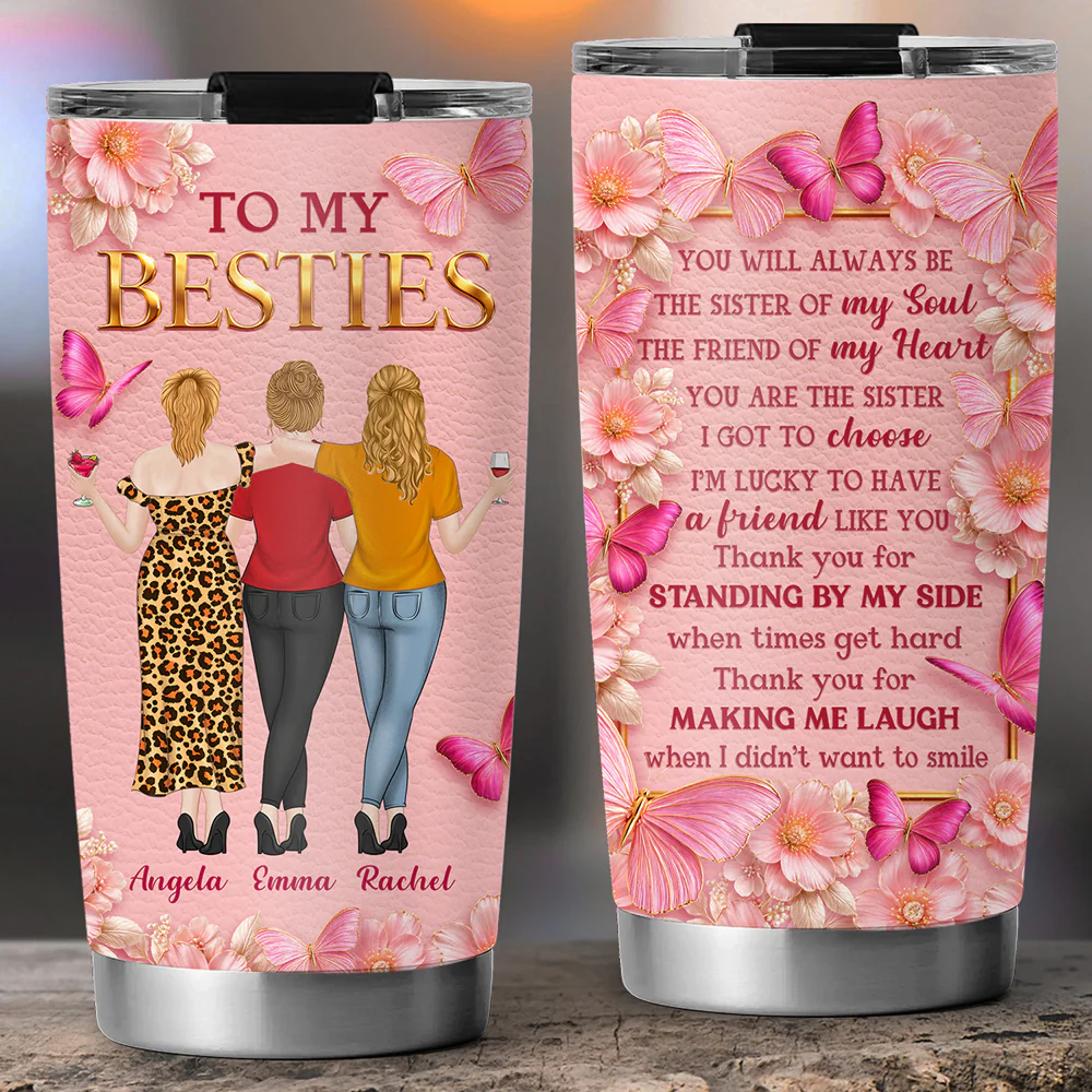 Butterfly Bestie Love - Personalized Custom 3D Effect Tumbler - Image 4