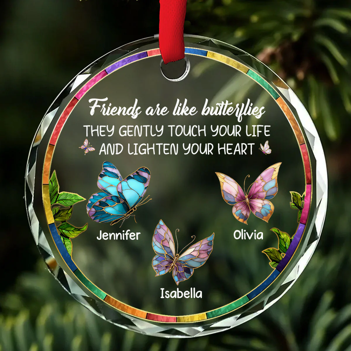 Butterfly Friends - Personalized Custom Glass Ornament