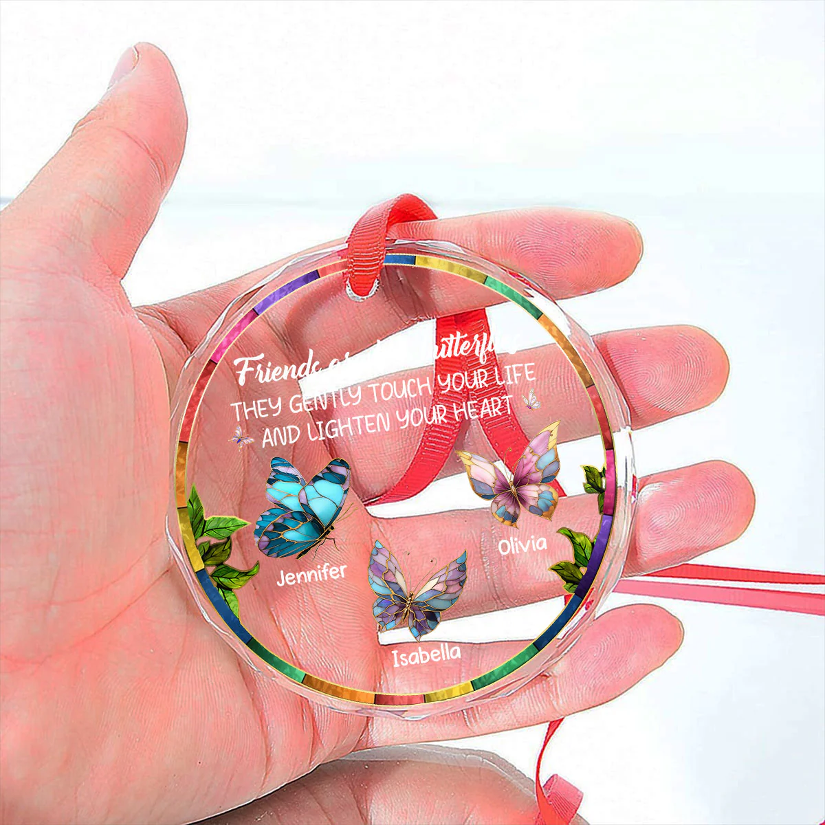 Butterfly Friends - Personalized Custom Glass Ornament - Image 7