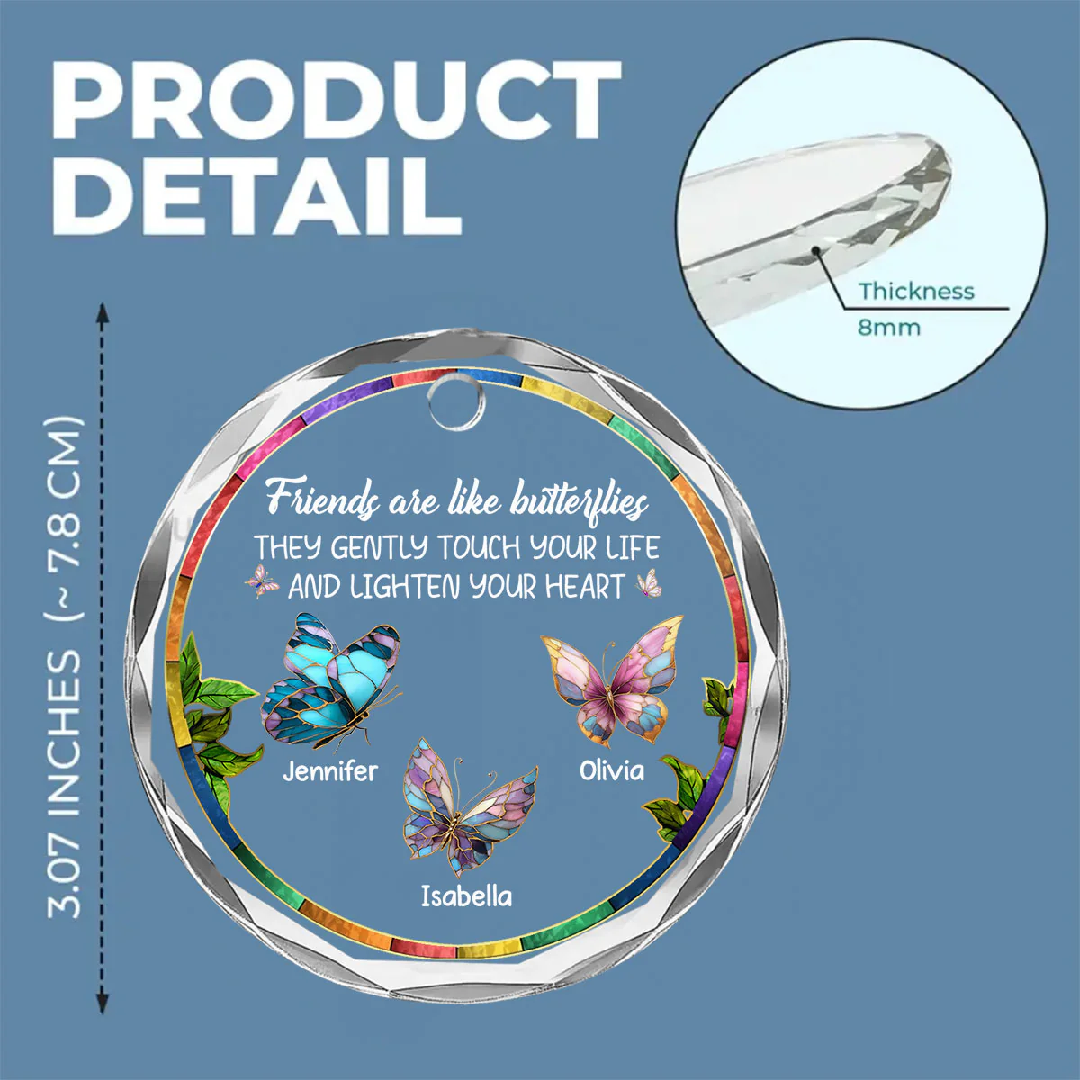 Butterfly Friends - Personalized Custom Glass Ornament - Image 8