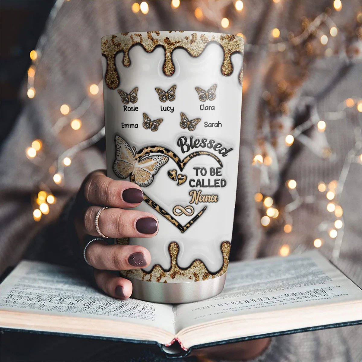 Butterfly Grammy - Personalized Custom 3D Inflated Effect Tumbler - Image 4