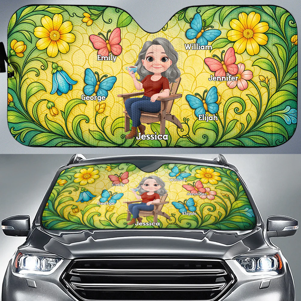 Butterfly Grandma - Personalized Custom Car Sunshade - Image 2