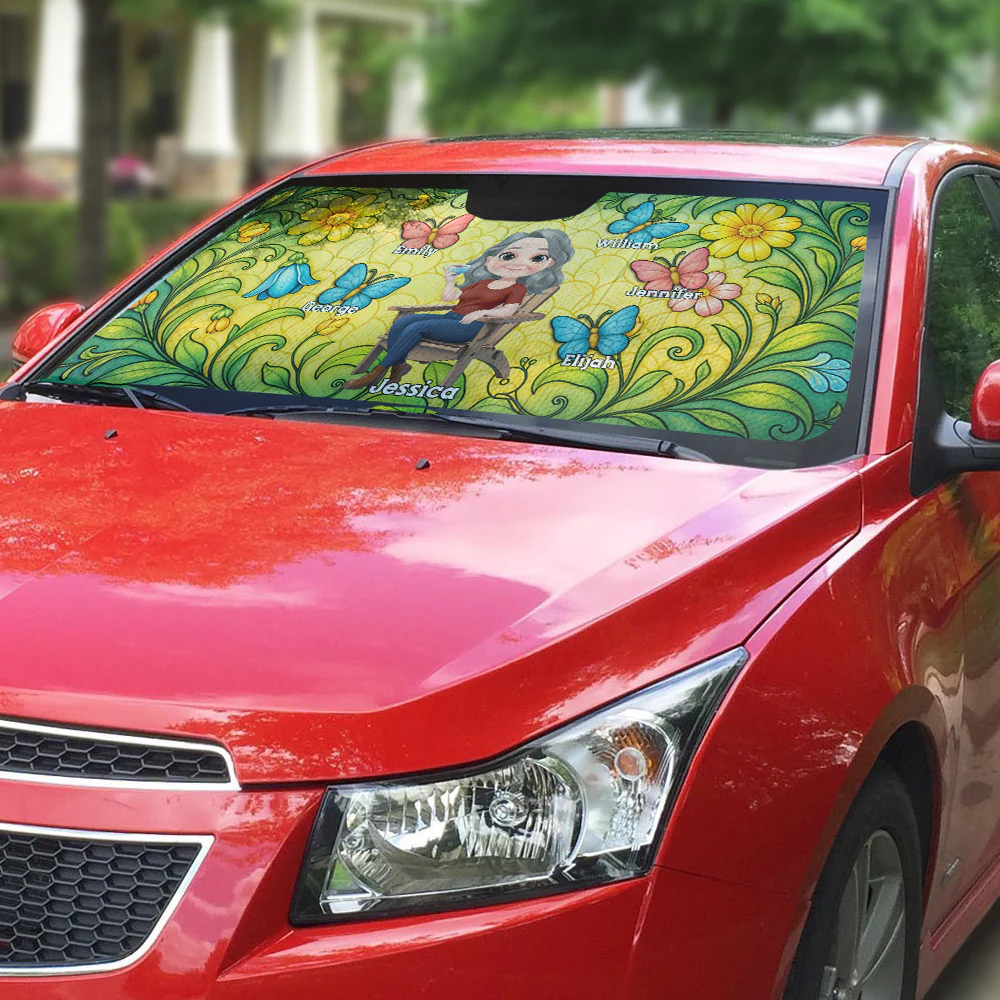 Butterfly Grandma - Personalized Custom Car Sunshade - Image 3